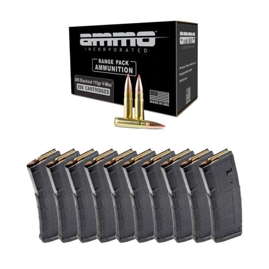 Buy 200rd Range Pack Of Ammo Inc V-MAX 300 Blackout 110gr Ammo & 10 Magpul Gen2 PMAG 30rd Magazines